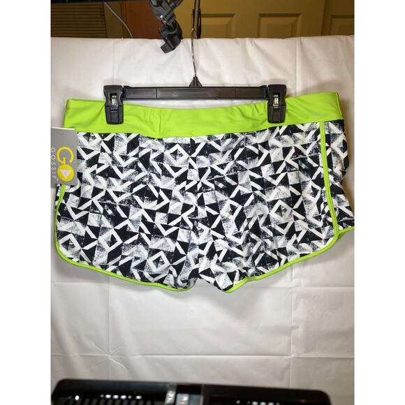 Go Gossip Women's Black White Contrast-Trim Swim Shorts w Drawstring, XL - Picture 4 of 14